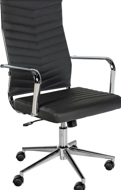 Chaise de bureau Canby similicuir, réglable en hauteur, pivotante, dossier et accoudoirs. Noir
