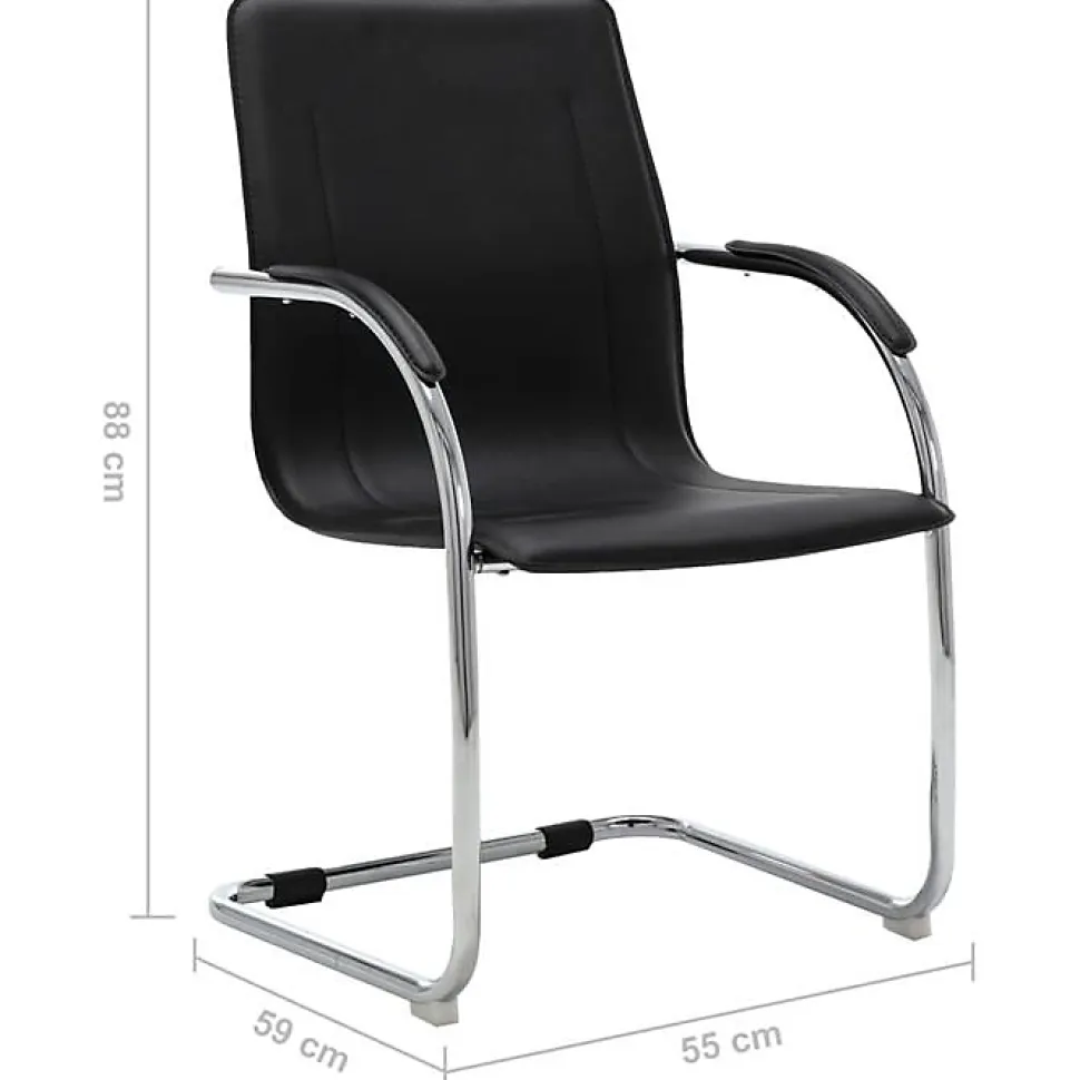 Chaise de bureau cantilever Noir Similicuir vidaXL