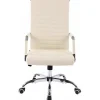 Chaise de bureau CLP Amadora Similicuir Crème hauteur réglable