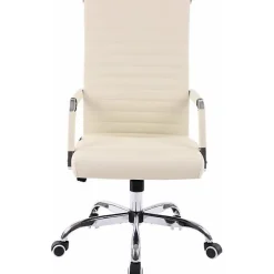 Chaise de bureau CLP Amadora Similicuir Crème hauteur réglable