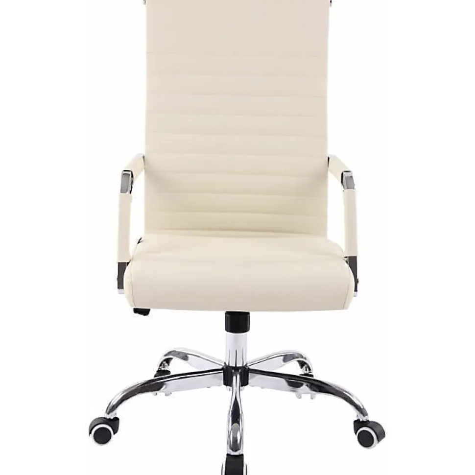 Chaise de bureau CLP Amadora Similicuir Crème hauteur réglable