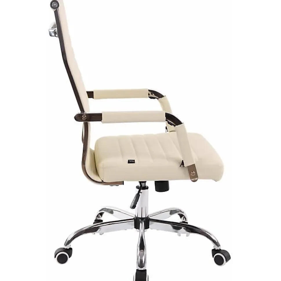Chaise de bureau CLP Amadora Similicuir Crème hauteur réglable