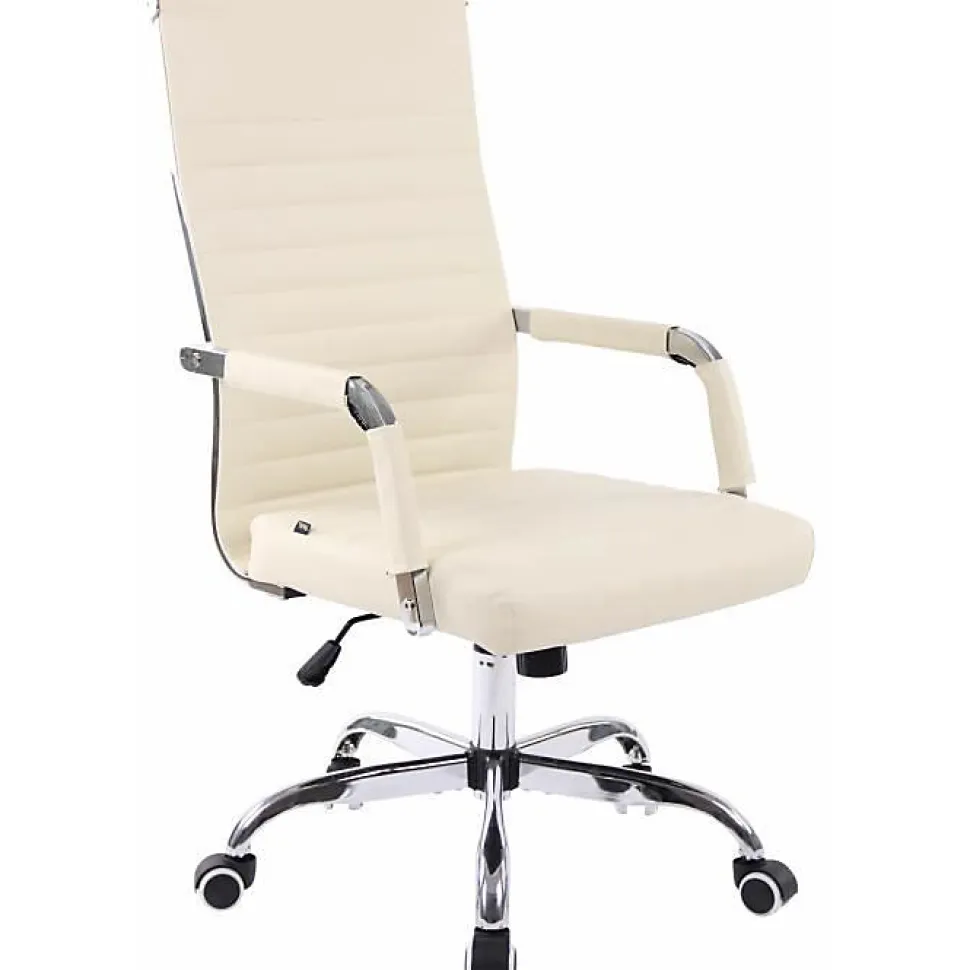 Chaise de bureau CLP Amadora Similicuir Crème hauteur réglable