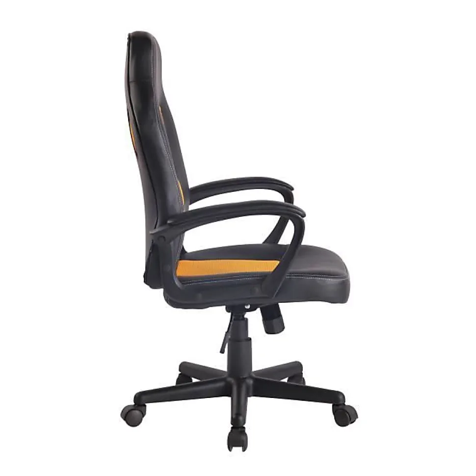 Chaise de bureau CLP Elbing similicuir jaune noir réglable