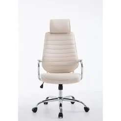 Chaise de bureau CLP RAKO tissu beige réglable 5 roulettes