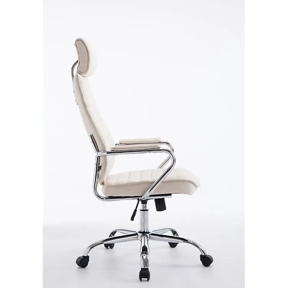 Chaise de bureau CLP RAKO tissu beige réglable 5 roulettes