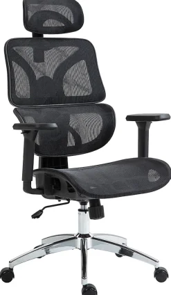 Chaise de bureau Deshler, chaise pivotante avec filet, réglable en hauteur, accoudoirs, appuie-tête Noir