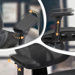Chaise de bureau Deshler, chaise pivotante avec filet, réglable en hauteur, accoudoirs, appuie-tête Noir
