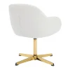 Chaise de bureau en tissu bouclette - Blanc et doré - LANCIEGA