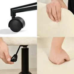 Chaise de bureau en tissu éponge beige réglable en hauteur rotation à 360 degré