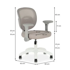 Chaise de bureau enfant AMELIA réglable en tissu mesh - Gris