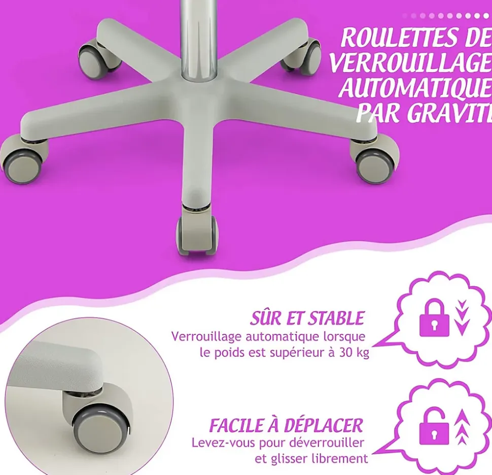 Chaise de Bureau Enfant Chaise étude avec Dossier Ergonomique et Siège Hauteur Réglable Violet