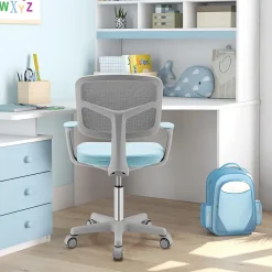 Chaise de Bureau Enfant Chaise étude avec Dossier Ergonomique et Siège Hauteur Réglable Capacité de Charge Max 150 Kg Bleu