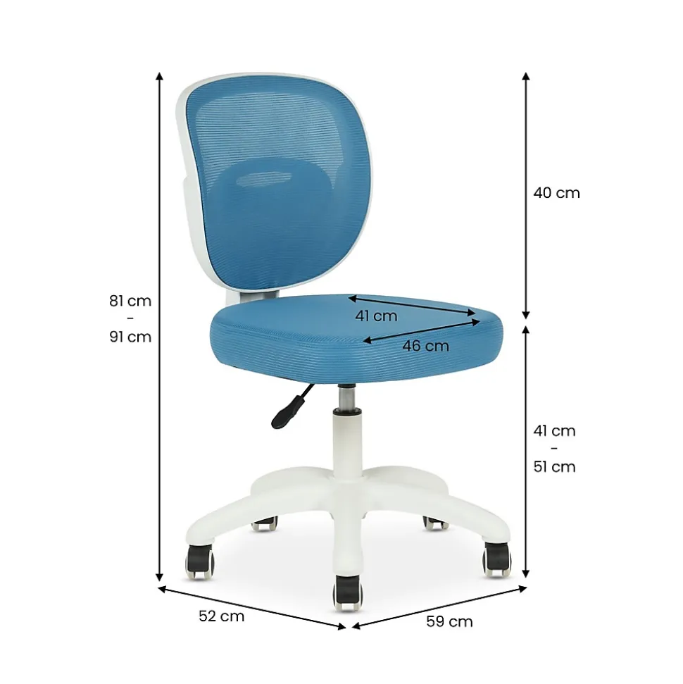 Chaise de bureau enfant MAYLA réglable en tissu mesh - Bleu