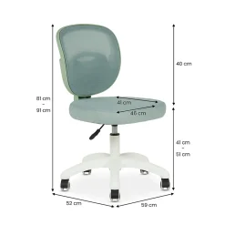 Chaise de bureau enfant MAYLA réglable en tissu mesh - Vert