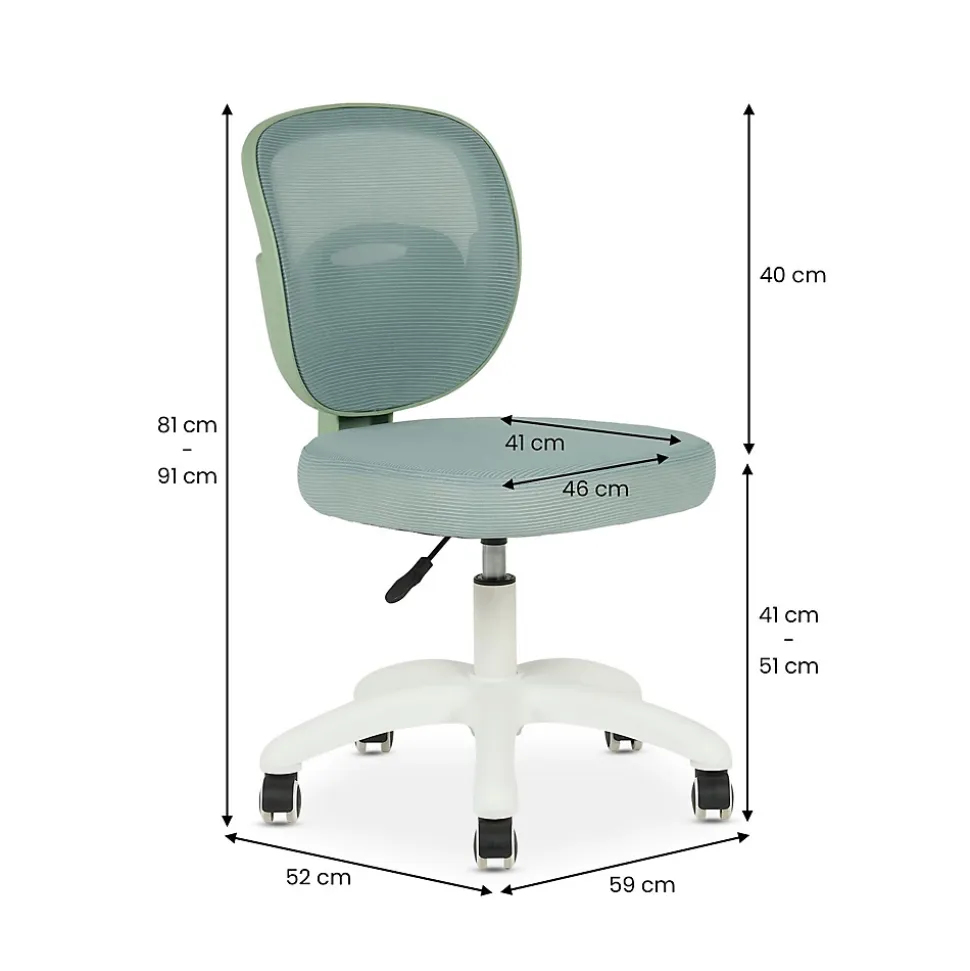 Chaise de bureau enfant MAYLA réglable en tissu mesh - Vert