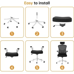 Chaise de Bureau Ergonomique avec Support Lombaire, Accoudoirs et Appuie-tête Réglables