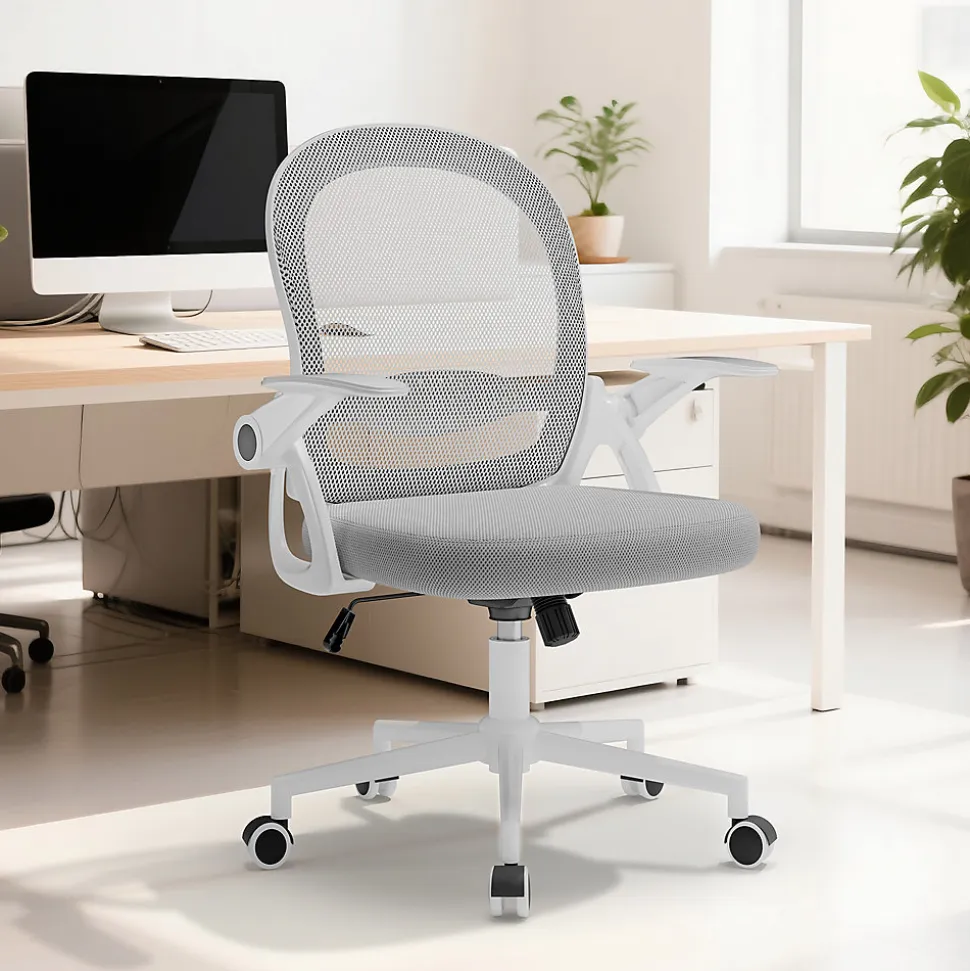 Chaise De Bureau Ergonomique En Maille, Accoudoirs Relevables, Support Lombaire