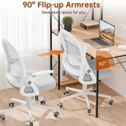 Chaise De Bureau Ergonomique En Maille, Accoudoirs Relevables, Support Lombaire
