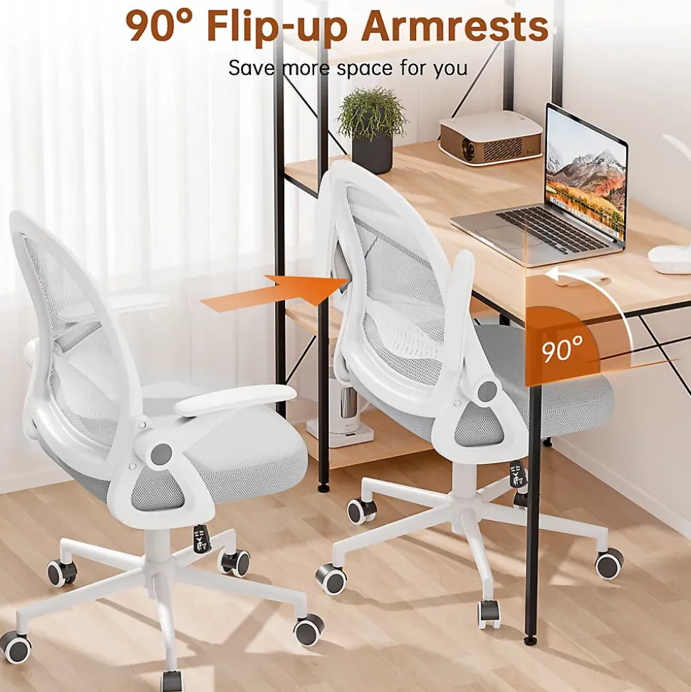 Chaise De Bureau Ergonomique En Maille, Accoudoirs Relevables, Support Lombaire
