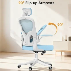 Chaise de Bureau Ergonomique avec Support Lombaire, Accoudoirs et Appuie-tête Réglables