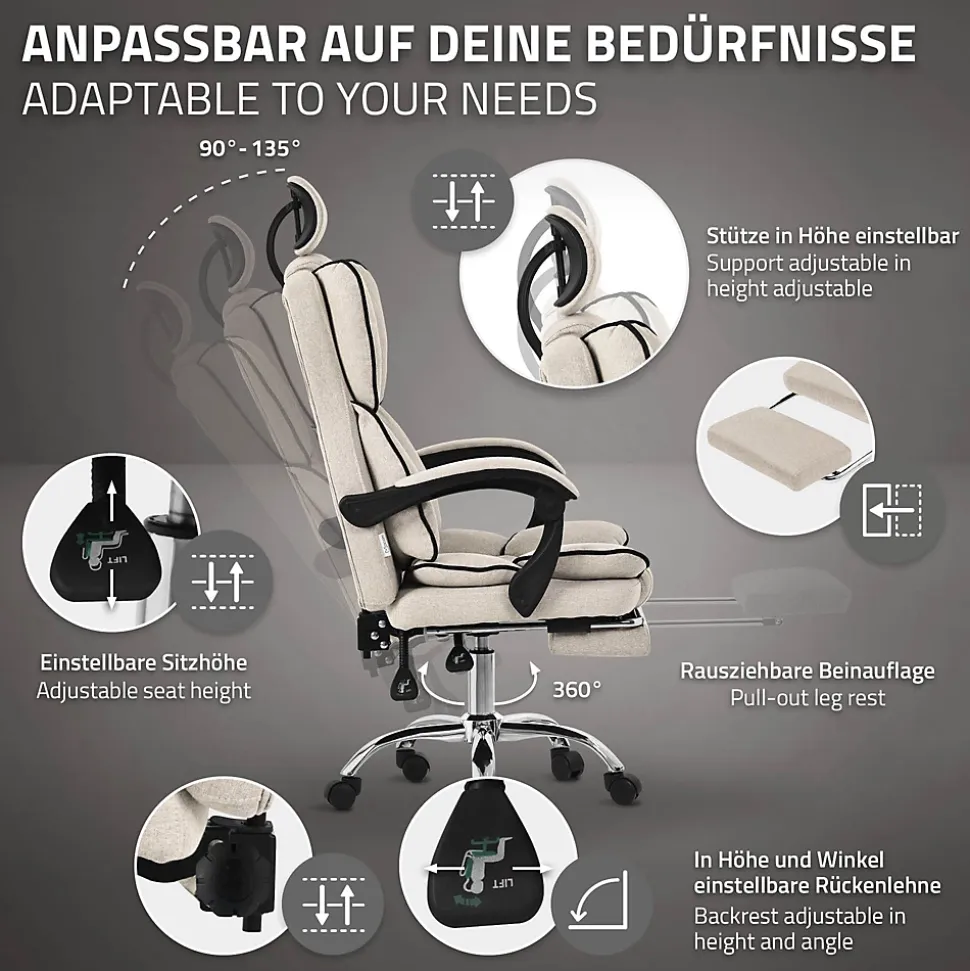Chaise de bureau ergonomique réglable en hauteur fauteuil de direction pivotant