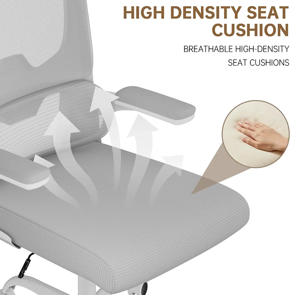 Chaise de Bureau Ergonomique avec Accoudoirs Pliables, Hauteur Réglable, Dossier Respirant
