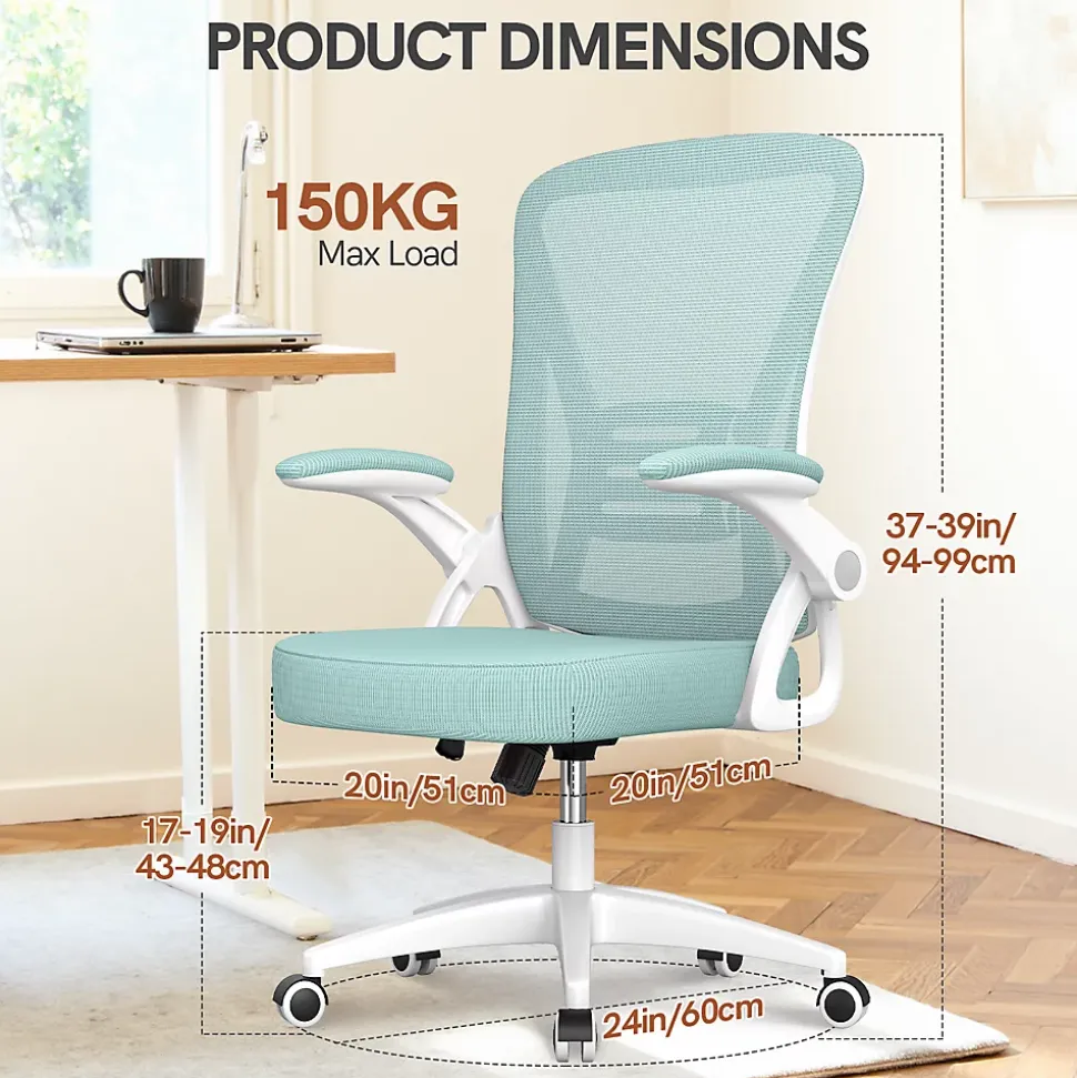 Chaise de bureau ergonomique En Maille Avec Soutien Lombaire, Accoudoirs Réglables