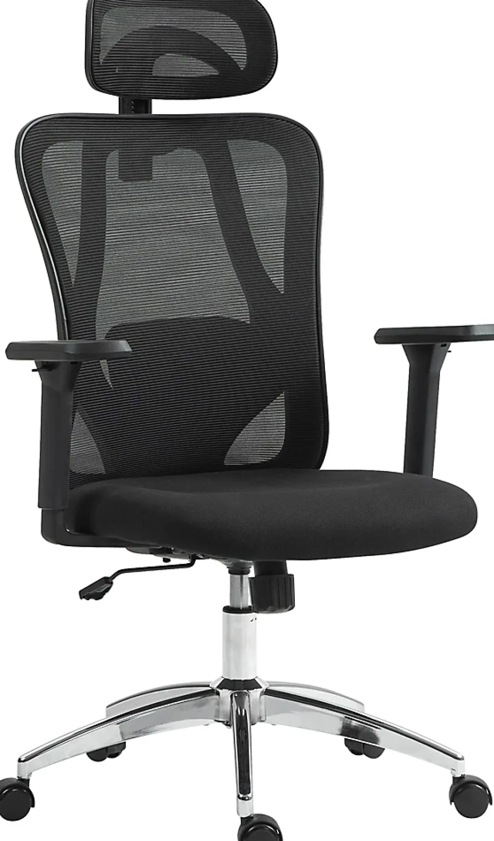 Chaise de bureau ergonomique Bryden, chaise pivotante réglable en hauteur, avec accoudoirs, appuie-tête, max 135 kg. Noir