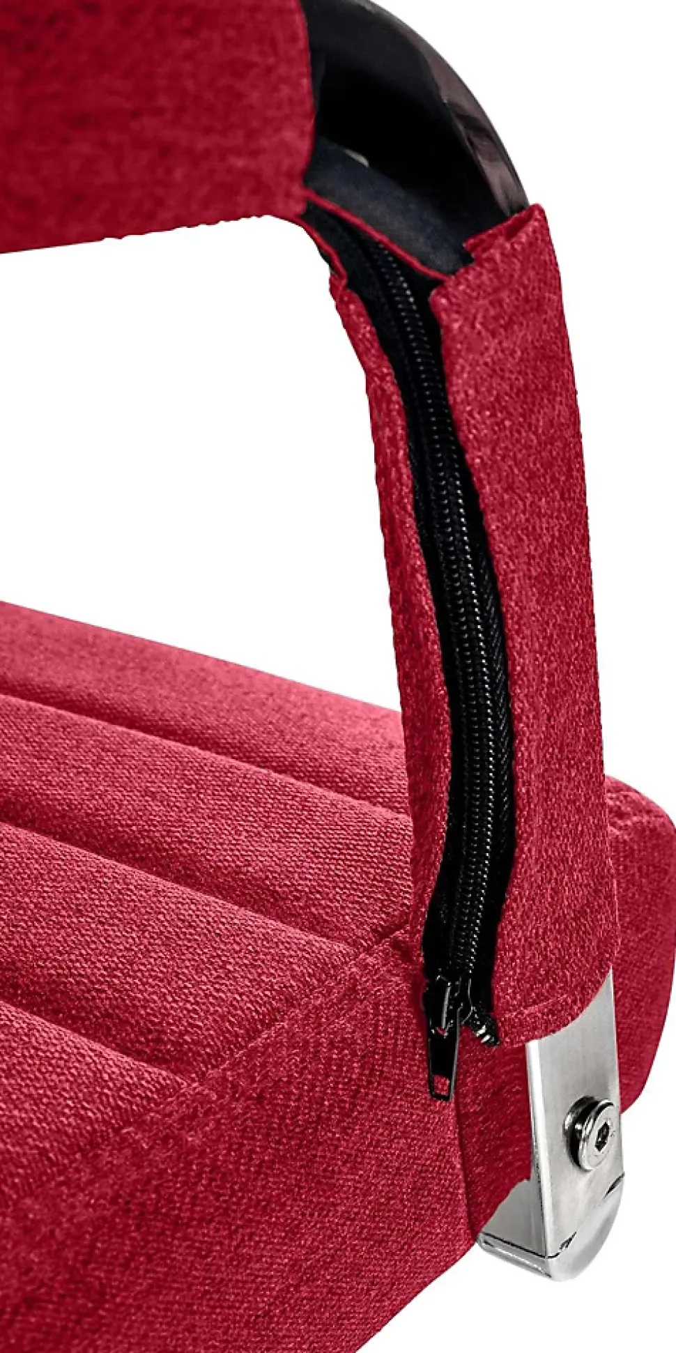 Chaise de bureau ergonomique Amadora, réglable en hauteur, pivotante 360 degrés, similicuir ou tissu. Rouge/Tissu