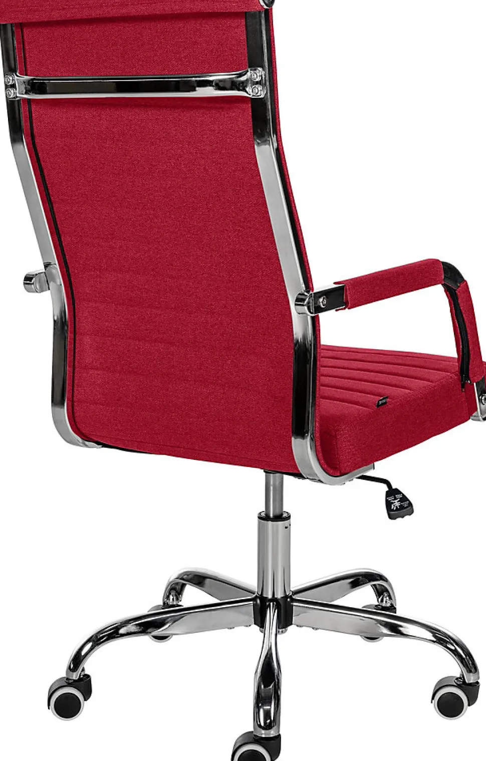 Chaise de bureau ergonomique Amadora, réglable en hauteur, pivotante 360 degrés, similicuir ou tissu. Rouge/Tissu