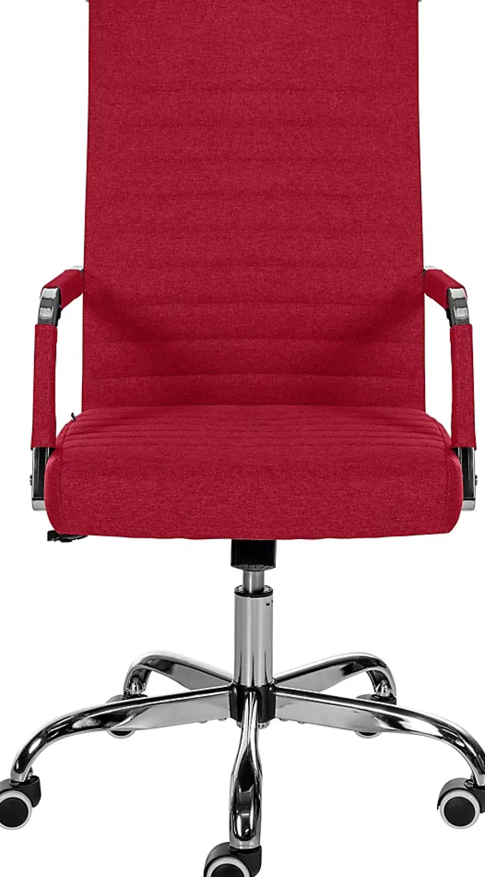 Chaise de bureau ergonomique Amadora, réglable en hauteur, pivotante 360 degrés, similicuir ou tissu. Rouge/Tissu