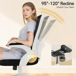 Chaise de Bureau Ergonomique, Hauteur Ajustable & Dossier de Rangement