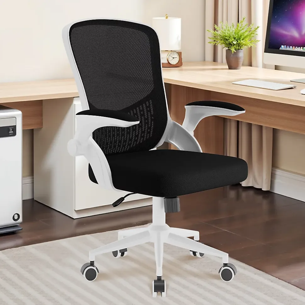Chaise de Bureau Ergonomique, Hauteur Ajustable & Dossier de Rangement