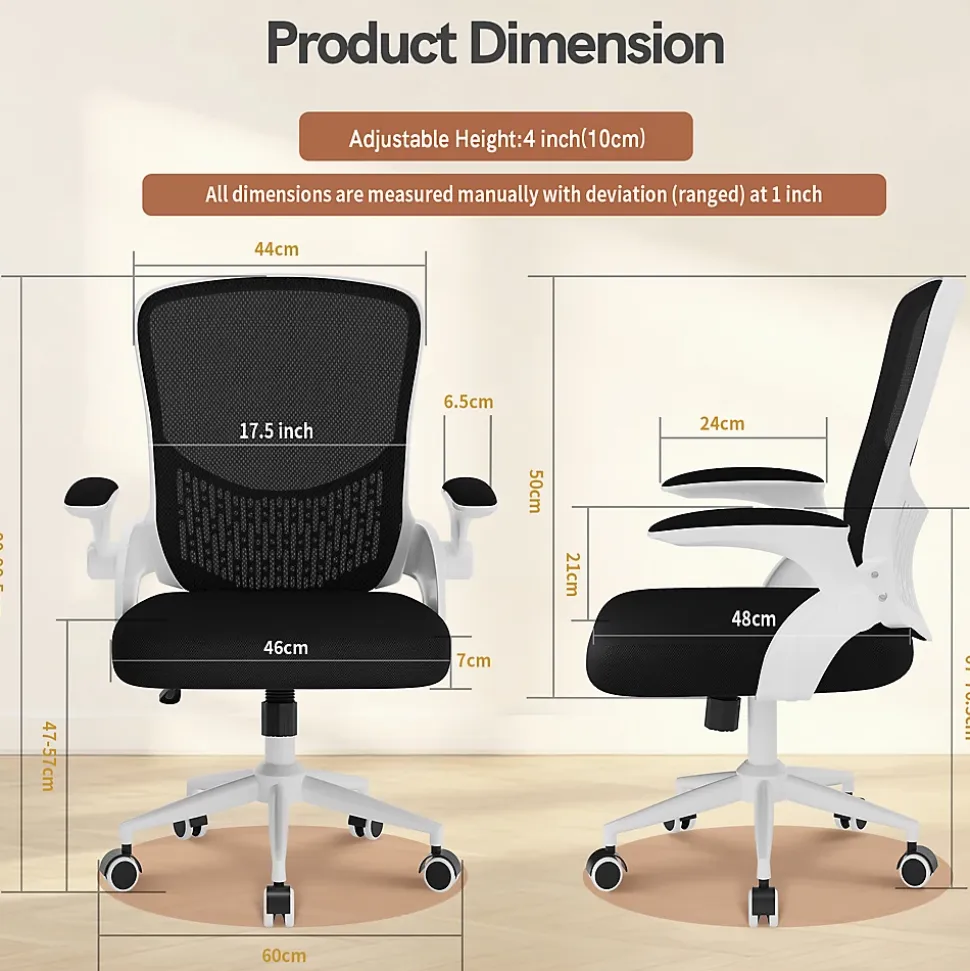 Chaise de Bureau Ergonomique, Hauteur Ajustable & Dossier de Rangement