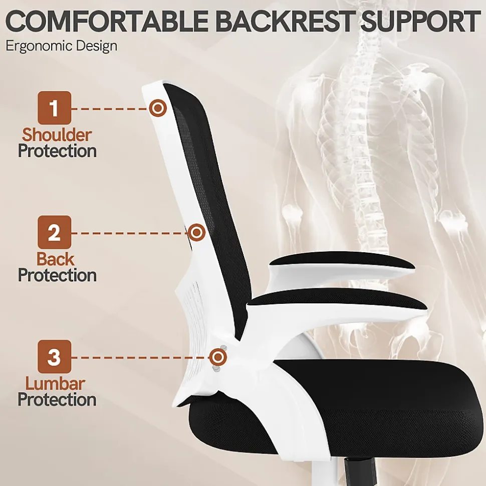 Chaise de Bureau Ergonomique, Hauteur Ajustable & Dossier de Rangement