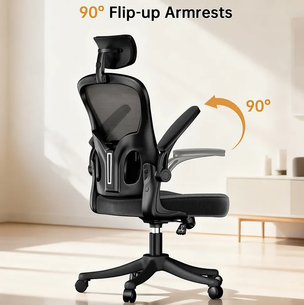 Chaise de Bureau Ergonomique avec Support Lombaire, Accoudoirs et Appuie-tête Réglables