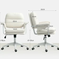 Chaise de Bureau Ergonomique - Inclinable avec Repose-Pieds et Dossier Haut, Pivotante et Réglable en Hauteur, PU Blanc