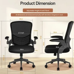 Chaise de Bureau Ergonomique, Hauteur Ajustable & Dossier de Rangement