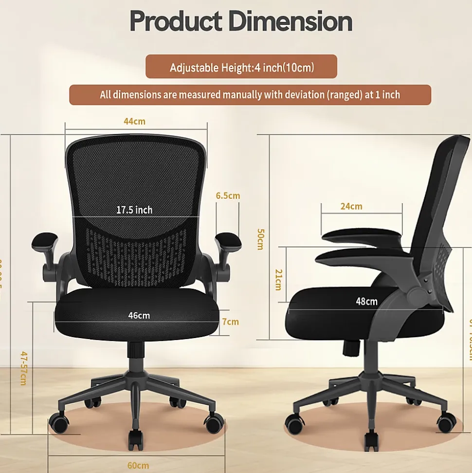 Chaise de Bureau Ergonomique, Hauteur Ajustable & Dossier de Rangement