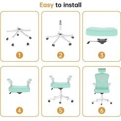 Chaise de Bureau Ergonomique avec Support Lombaire, Accoudoirs et Appuie-tête Réglables