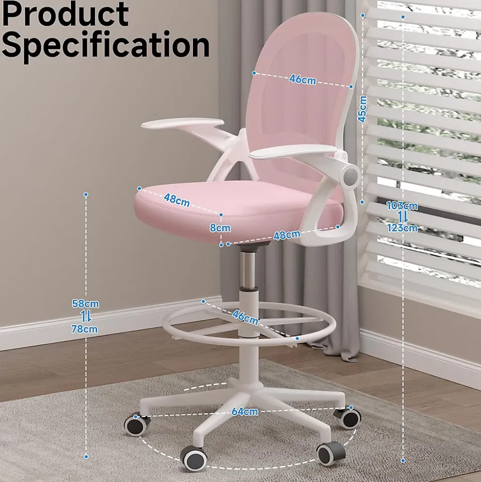 Chaise De Bureau Ergonomique Avec Maille Respirante, Accoudoirs Pliables
