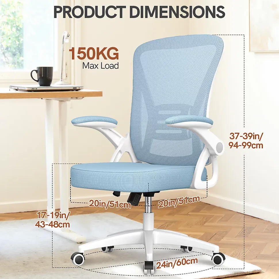 Chaise de bureau ergonomique En Maille Avec Soutien Lombaire, Accoudoirs Réglables