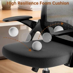 Chaise De Bureau Ergonomique En Maille, Accoudoirs Relevables, Support Lombaire