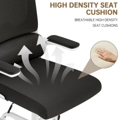 Chaise de Bureau Ergonomique avec Accoudoirs Pliables, Hauteur Réglable, Dossier Respirant