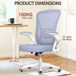 Chaise de bureau ergonomique En Maille Avec Soutien Lombaire, Accoudoirs Réglables