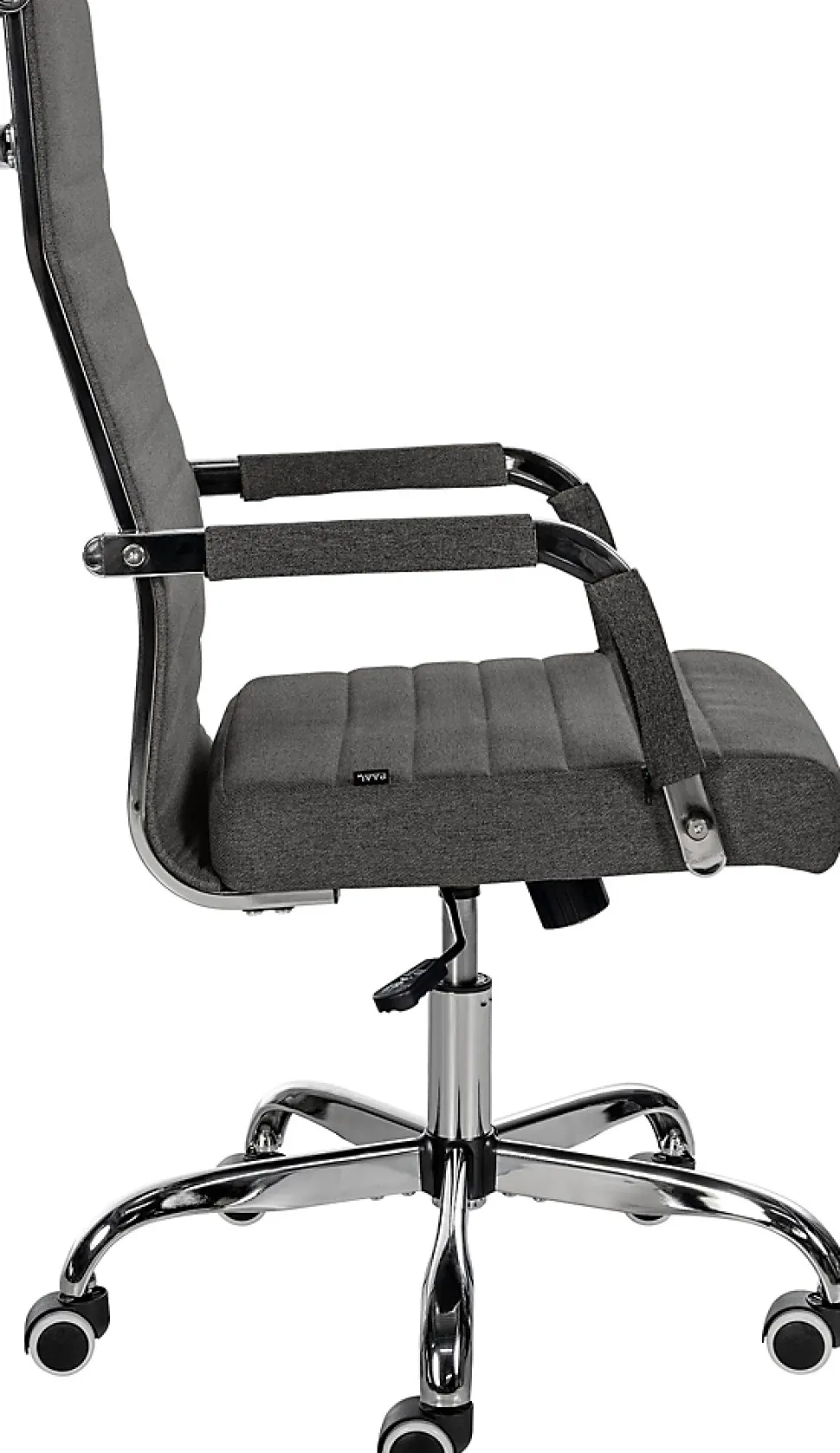 Chaise de bureau ergonomique Amadora, réglable en hauteur, pivotante 360 degrés, similicuir ou tissu. Grisfoncé/Tissu
