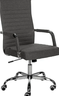 Chaise de bureau ergonomique Amadora, réglable en hauteur, pivotante 360 degrés, similicuir ou tissu. Grisfoncé/Tissu