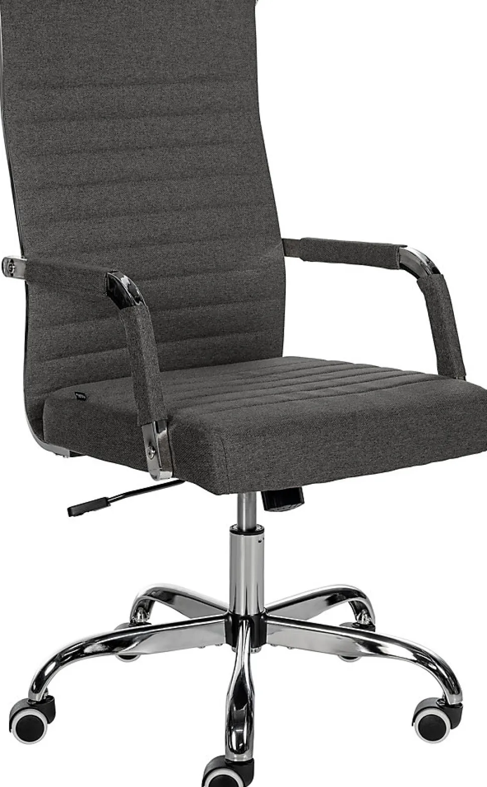 Chaise de bureau ergonomique Amadora, réglable en hauteur, pivotante 360 degrés, similicuir ou tissu. Grisfoncé/Tissu