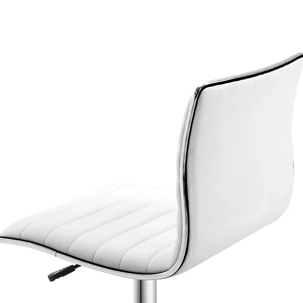 Chaise de bureau ergonomique, réglable en hauteur, confortable, cuir blanc, supporte jusqu'à 120 kg, idéale pour salon ou bureau
